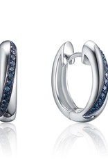 Sterling Silver Blue Diamond Huggie Earrings 15mm