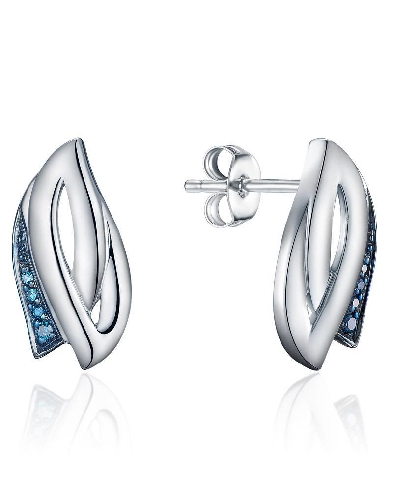 Sterling Silver Blue Diamond Post Earrings 14.5mm