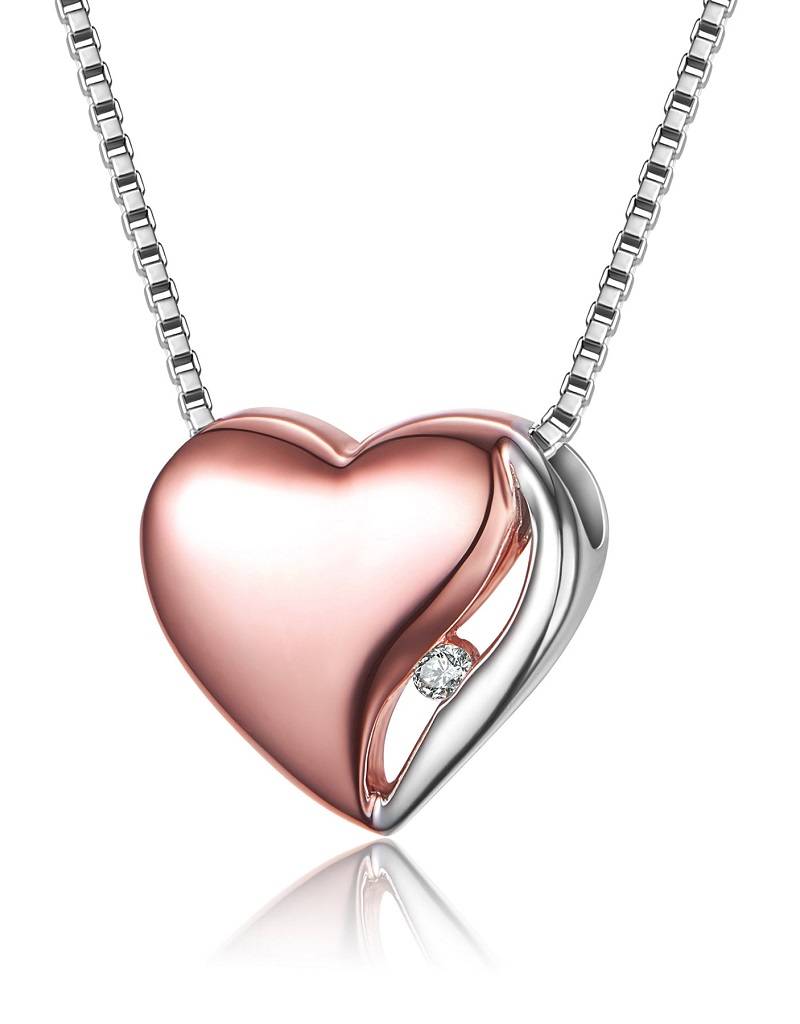 Heart Diamond Necklace Vermeil