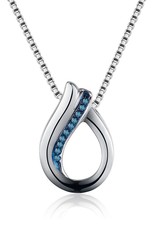 Sterling Silver Loop Blue Diamond Necklace 18"