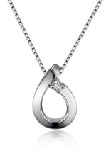 Sterling Silver Loop Diamond Necklace 18"