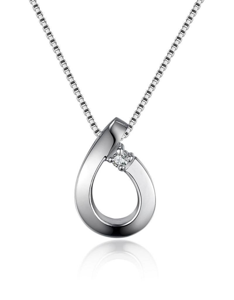 Sterling Silver Loop Diamond Necklace 18"