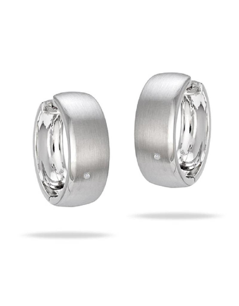 Sterling Silver Diamond Hinged Hoop Earrings 20mm