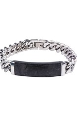 Men's Stainless Steel and Solid Carbon Graphite ID Chain Bracelet 8.25"