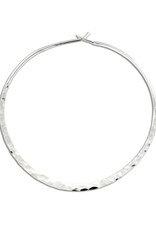 Sterling Silver Round Flat Hammered Hoop Earrings 46mm