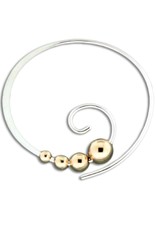Sterling Silver Curl with 14k Gold Filled Beads Earrings 22mm