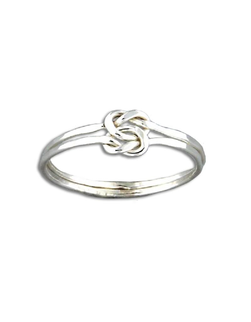 Sterling Silver Double Knot Faceted Ring