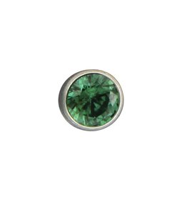 Round Green CZ Stud Earrings 4mm
