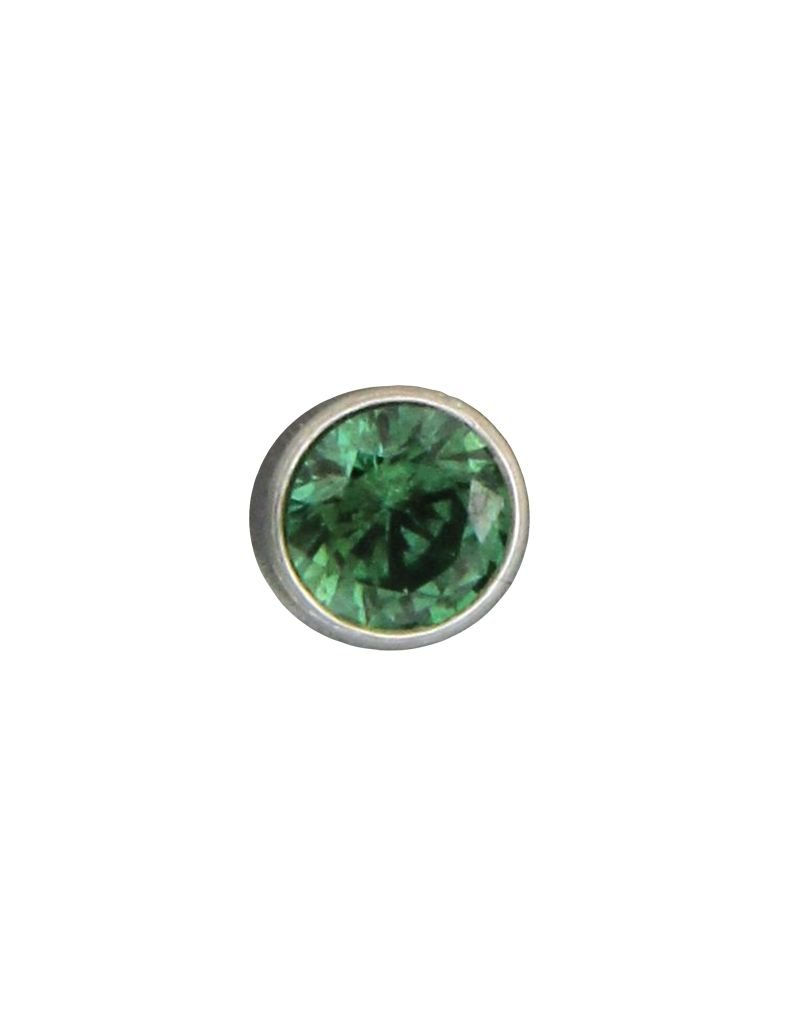 Sterling Silver Round Green Cubic Zirconia Stud Earrings 4mm