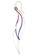 Sterling Silver and Niobium Wavy Leaf Earrings 60mm