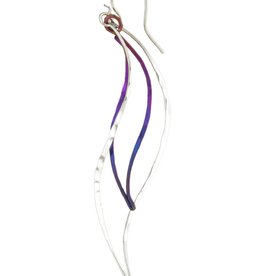 Wavy Leaf Niobium Earrings