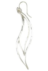 Sterling Silver Wavy Leaf Earrings 60mm