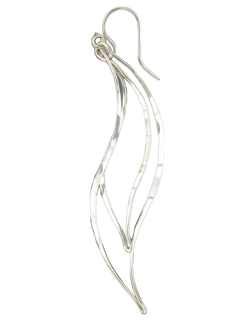 Sterling Silver Wavy Leaf Earrings 60mm