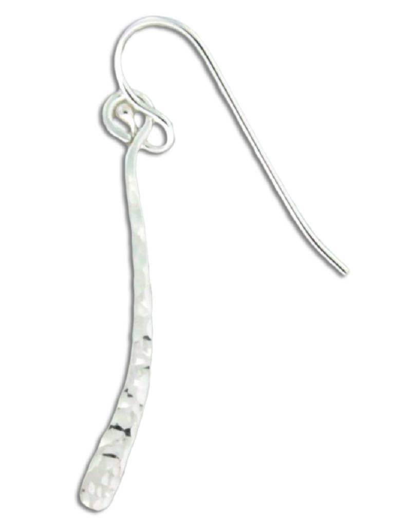 Sterling Silver Hammered Curved Bar Dangle Earrings 34mm