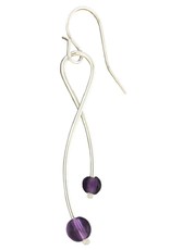 Sterling Silver Beaded Tango Amethyst Earrings 36mm