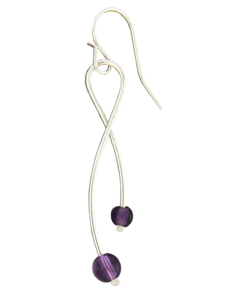 Sterling Silver Beaded Tango Amethyst Earrings 36mm