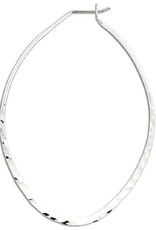Sterling Silver Flat Hammered Oval Hoop Earrings 54mm