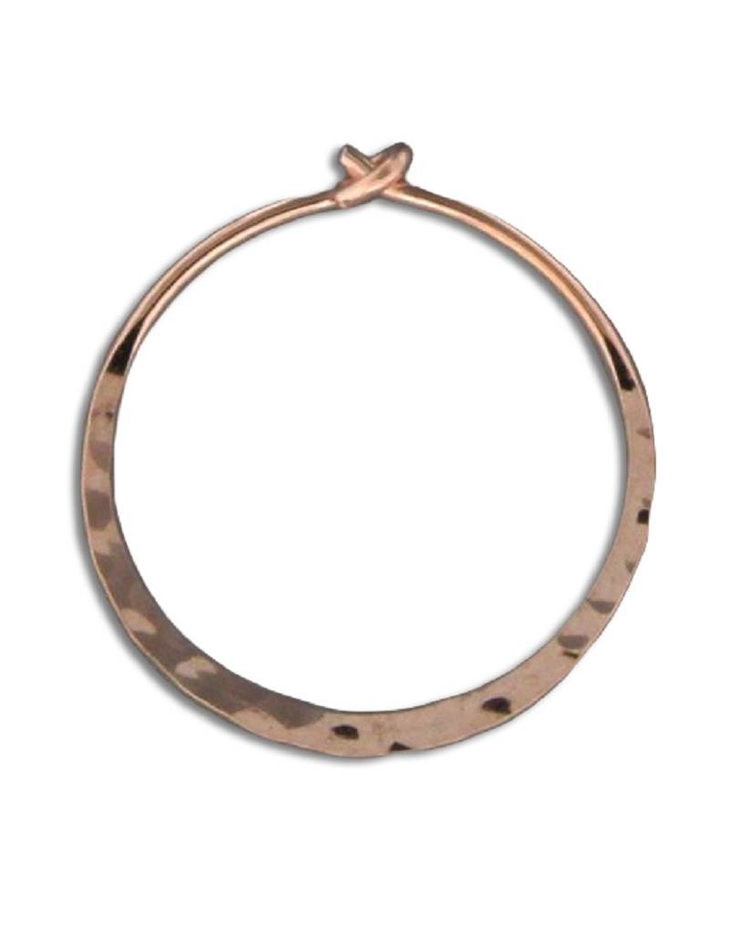 14k Rose Gold Filled Round Flat Hammered Hoop Earrings 20mm