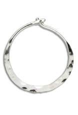 Sterling Silver Flat Hammered Hoop Earrings 16mm
