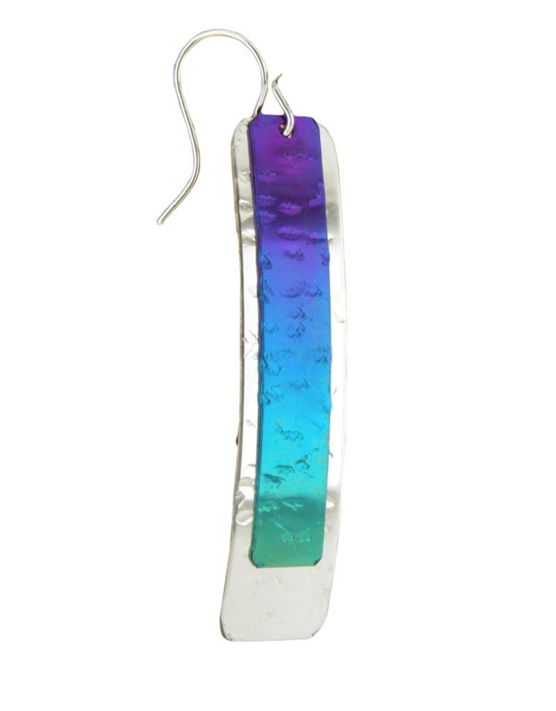 Sterling Silver and Nioubium Long Rectangle Earrings 46mm