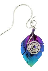 Sterling Silver and Niobium Leaf with Coil Earrings