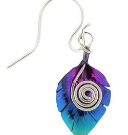 Leaf Coil Niobium Earrings