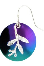 Sterling Silver Branch Circle Niobium Earrings