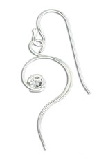 Sterling Silver Curly Cubic Zirconia Earrings 27mm