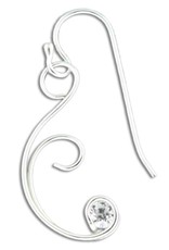 Sterling Silver Curly Wire with Cubic Zirconia Earrings