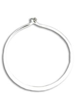 Sterling Silver Round Flattened Hoop Earrings 13mm