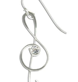 Treble Clef CZ Earrings 36mm