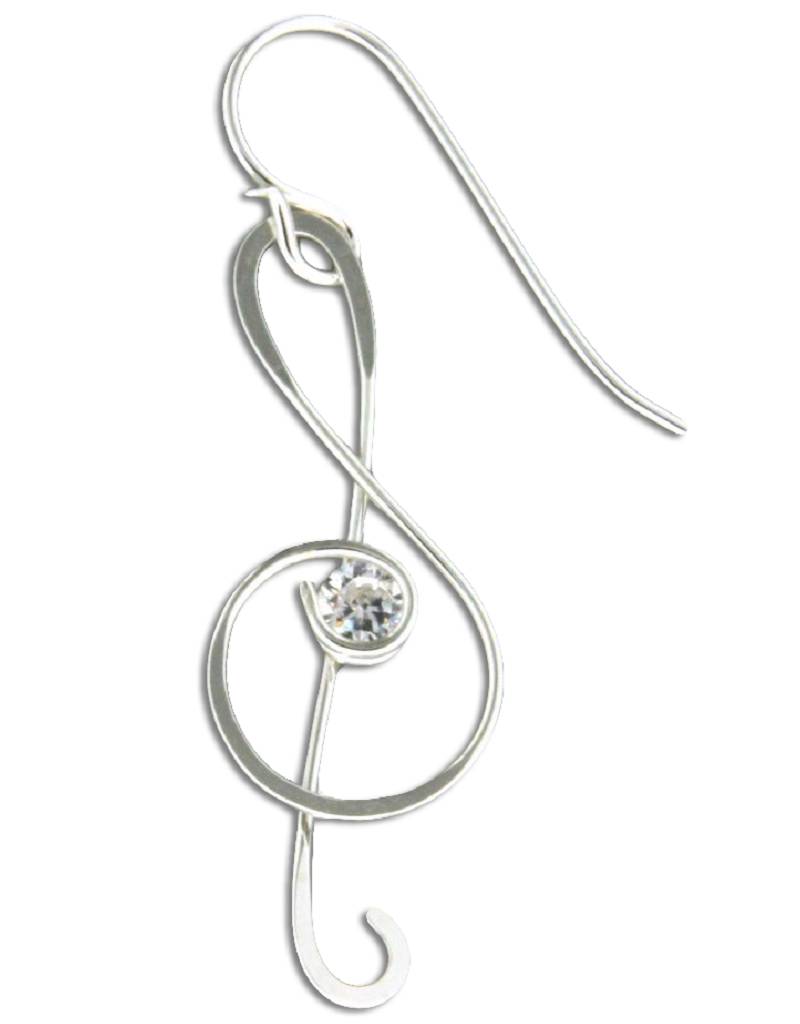 Treble Clef CZ Earrings 36mm