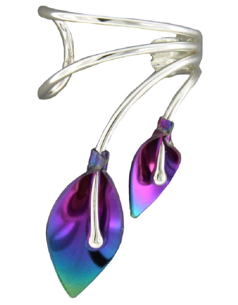 Sterling Silver and Niobium Double Lily Ear Cuff