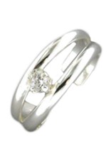 Sterling Silver Double Band Cubic Zirconia Ear Cuff
