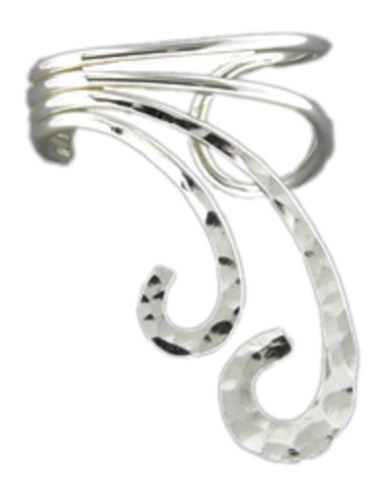 Sterling Silver Double Curl Hammered Ear Cuff