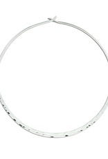 Sterling Silver Flat Hammered Hoop Earrings 70mm