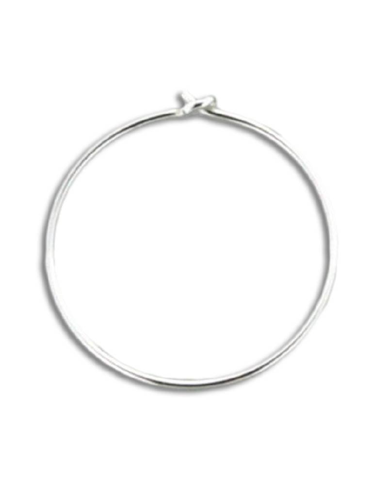 Sterling Silver Round Hoop Earrings 15mm