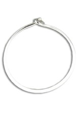 Sterling Silver Round Flattened Hoop Earrings 15mm