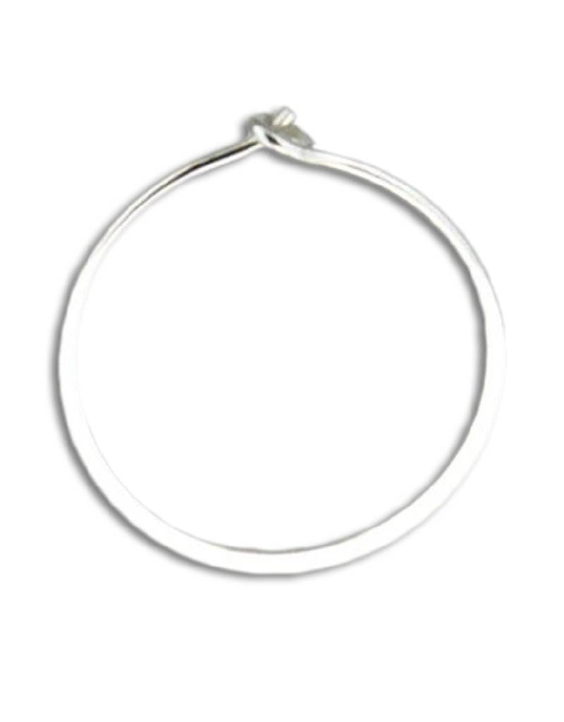 Sterling Silver Round Flattened Hoop Earrings 15mm