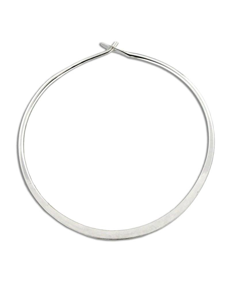 Sterling Silver Round Flat Hoop Earrings 40mm