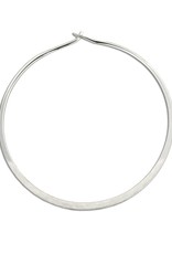 Sterling Silver Round Flattened Hoop Earrings 48mm