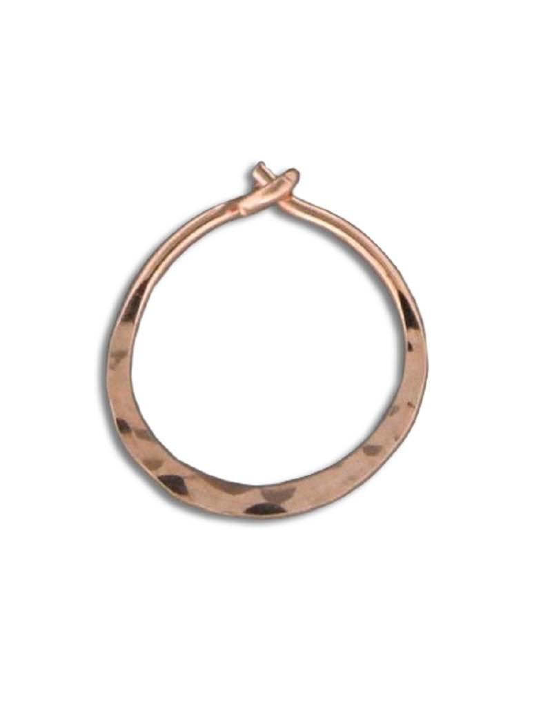 14k Rose Gold Filled Flat Hammered Hoop Earrings 13mm