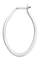 Sterling Silver Oval Flattened Hoop Earrings 28mm