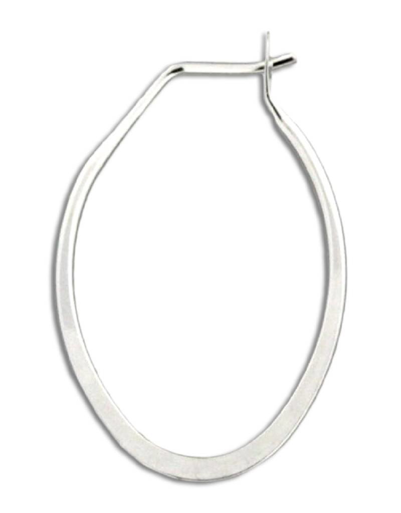 Sterling Silver Oval Flattened Hoop Earrings 28mm