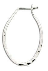 Sterling Silver Oval Hammered Hoop Earrings 28mm