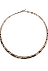 14k Rose Gold Filled Round Flat Hammered Hoop Earrings 46mm