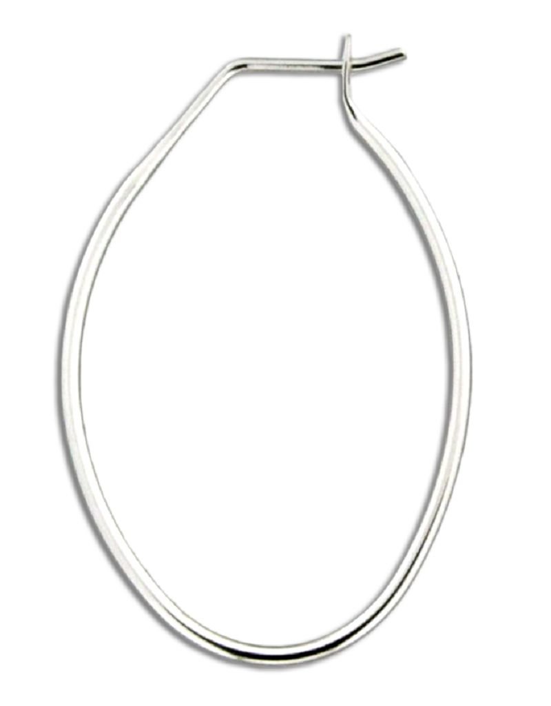 Sterling Silver Oval Hoop Earrings 35mm