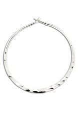 Sterling Silver Round Flat Hammered Hoop Earrings 30mm