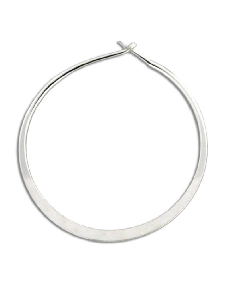Sterling Silver Round Flattened Hoop Earrings 30mm