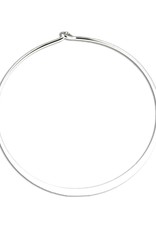Sterling Silver Round Flattened Hoop Earrings 38mm